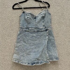 Fashion nova spaghetti strap, denim skort dress